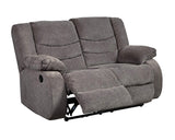 Signature Design by Ashley Tulen Modern Manual Pull Tab Reclining Loveseat, Dark Gray Signature Design by Ashley