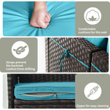 Gotland 11 Pieces Outdoor Patio Furniture Set with 2 Swivel Rocking Chairs&55,000 BTU Gas Fire Pit Table w/Glass Wind Guard Patio Conversation Sectional Sofa Sets-Blue Gotland