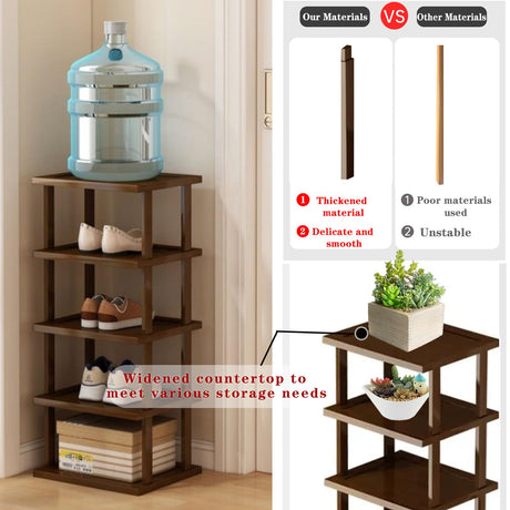 Vertical Shoe Rack - Tall Narrow Shoe Rack Organizer for Small Spaces,5 Tier Bamboo Shoen Shelf for Entryway,Closet,Corner,Doorway,Skinny Shoe Shelf Space Saving Shoe Storage,Free Stackable DIY AFOORD