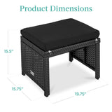 Best Choice Products Set of 2 Wicker Ottomans, Multipurpose Outdoor Furniture for Patio, Backyard, Additional Seating, Footrest, Side Table w/Removable Cushions, Steel Frame - Black/Black Best Choice Products
