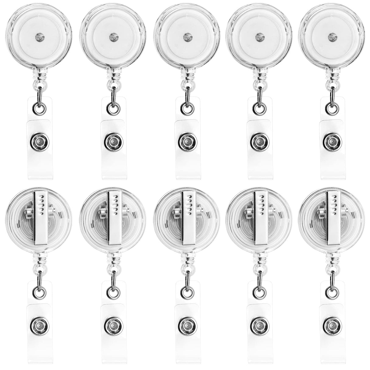30 Pack Badge Reels Retractable with Swivel Alligator Clip Retractable Badge Holder Reel Clips for Teachers, Students, Office Workers (Translucent Clear) koorito