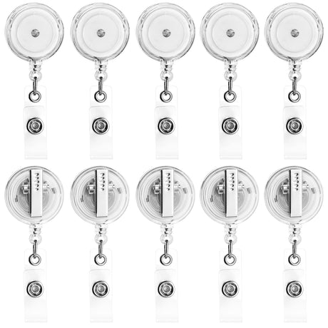30 Pack Badge Reels Retractable with Swivel Alligator Clip Retractable Badge Holder Reel Clips for Teachers, Students, Office Workers (Translucent Clear) koorito