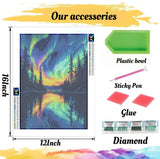 MBYAUYN Diamond Art Kits for Adults Aurora Lake, Diamond Painting Kit DIY, Full Drill Diamond Painting Kit, Dimond Art Paintings 5D for Home Wall Decor 12 X 16 Inch MBYAUYN