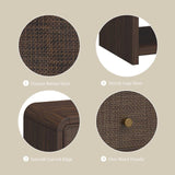 Oak&Sparrow 48'' Boho Coffee Table, Thickened Arc-Shaped Design with Rattan Drawer, Oak Table for Living Room