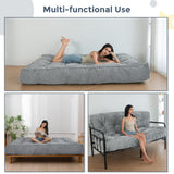 MAXYOYO 8" Futon Mattress Queen Size, Extra Thick Futons Sofa Couch Bed, Velvet Floor Mattress, Shredded Foam Filling (Frame Not Included),Dark Grey MAXYOYO