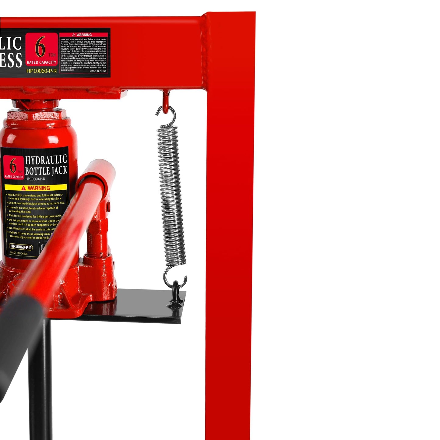 6 Ton Hydraulic Shop Press, Heavy Duty H-Frame Carbon Steel Body Garage Floor Adjustable Shop Press with Visible Pressure Gauge, Working Height 2.2" to 9.4" red - WoodArtSupply