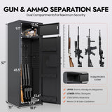 KAER 12-15 Gun Safe for Rifles and Pistols, Electronic Firearm Cabinet for Rifles & Shotguns Large Home Rifle Safe with Removable Shelves & Dedicated Lockbox KAER