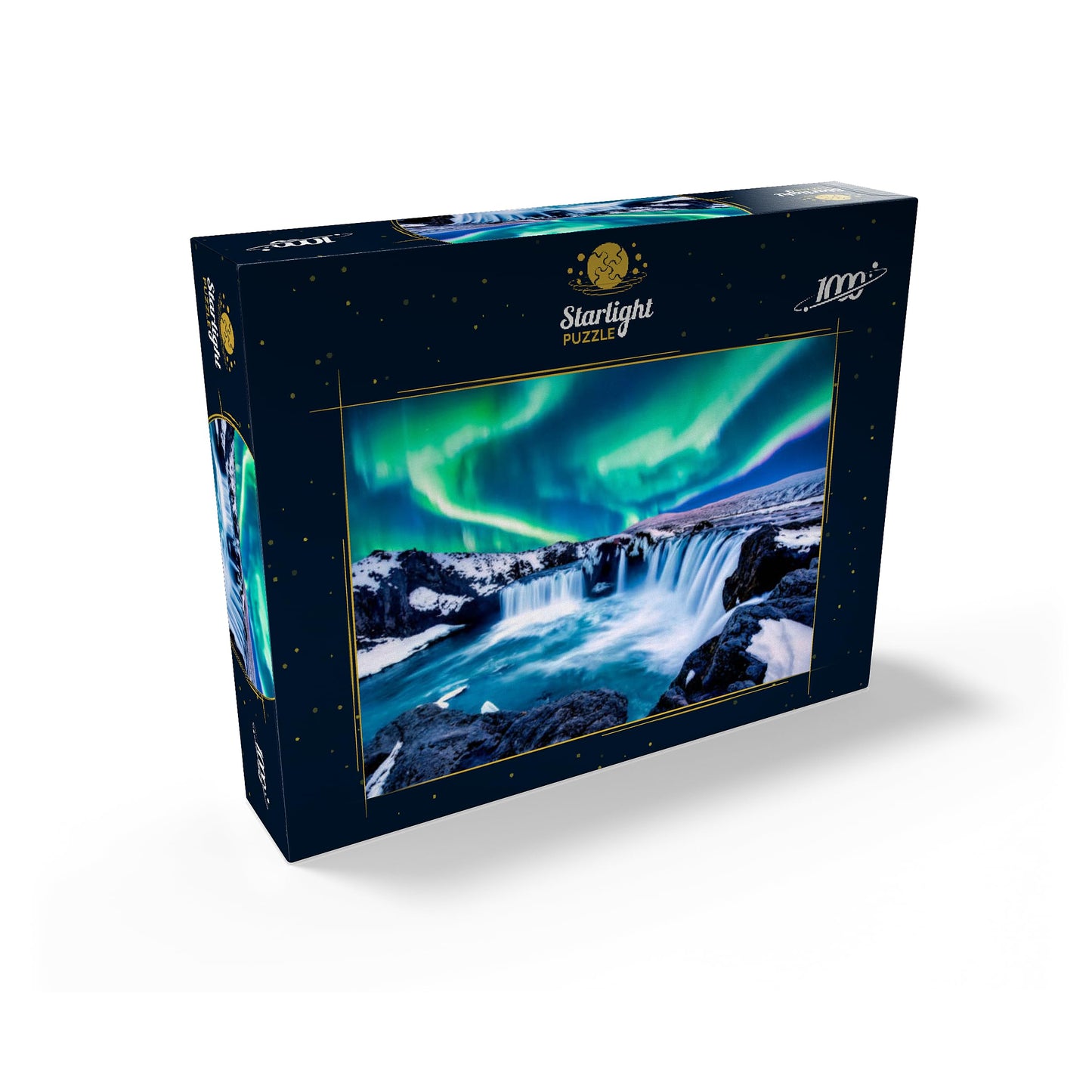 MyPuzzle Northern Lights Over Godafoss Waterfall in Iceland - Premium 1000 Piece Jigsaw Puzzle for Adults