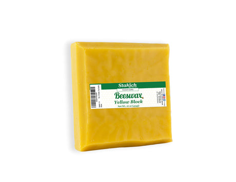 Stakich Yellow Beeswax Block - Natural, Triple Filtered - 1 Pound, Honey Scent Stakich