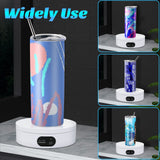 USLINSKY Exhibition Stand for Sublimation Tumbler, 360° Automatic Mute Rotating Revolving Platform 12oz, 20oz&50oz Heat Press Blanks Tumblers Skinny Straight, Cup(White), White-01 (ZT-001) USLINSKY