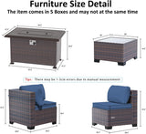 ASJMR 11 Pieces Patio Furniture Set with 2 Swivel Chairs Patio Furniture Outdoor Sectional Sofas with 55000 Gas Fire Pit Patio Conversation Set w/7 Cushions ASJMR