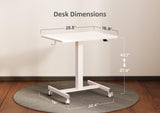Claiks Mobile Standing Desk, Small Rolling Standing Desk, Mobile Desk Workstation with Wheels, Pneumatic Mobile Laptop Desk for Home Office with Hook, White Claiks