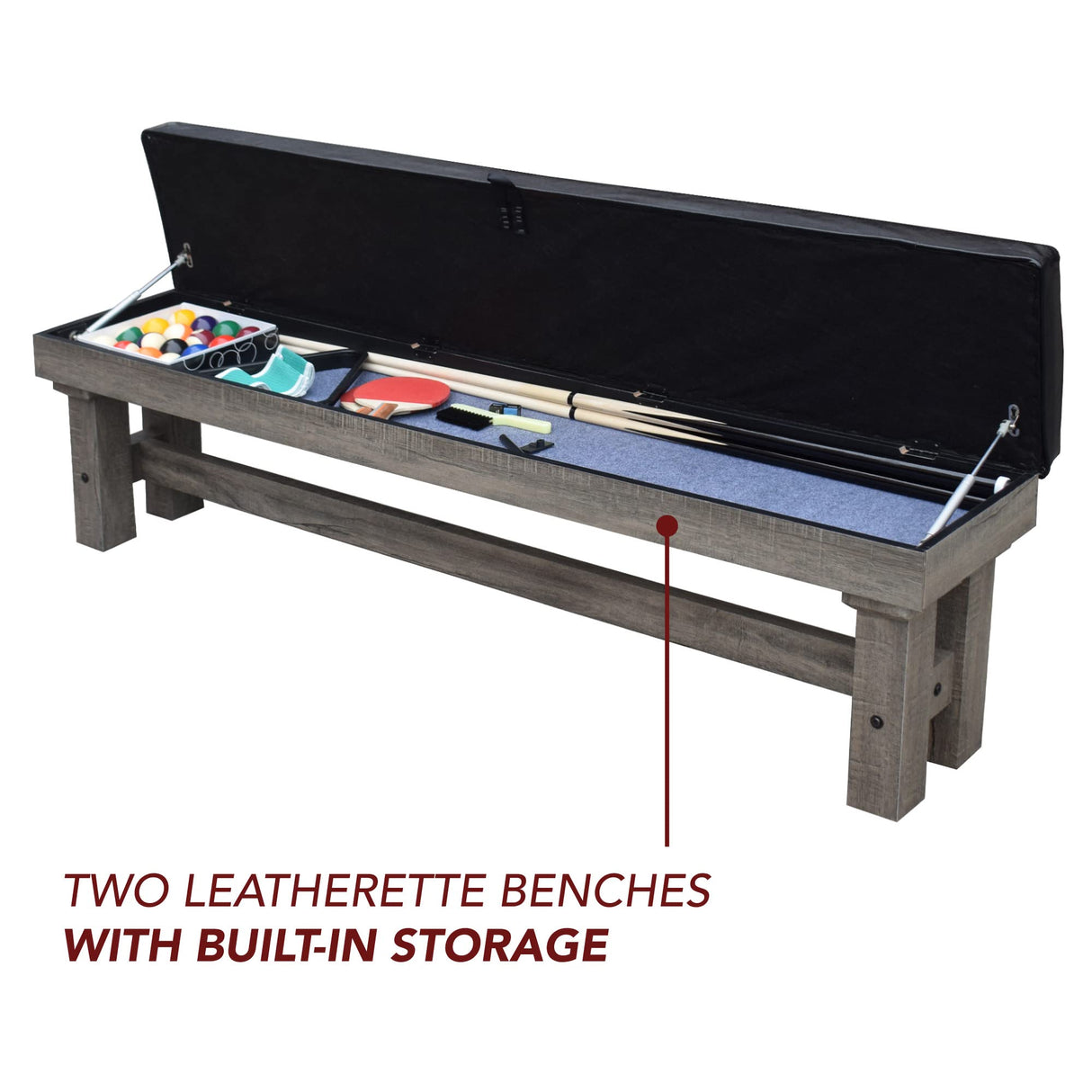 Hathaway Logan 7-ft Pool Table Combo Set with Benches - Rustic Gray with Blue Felt, Barnwood Hathaway