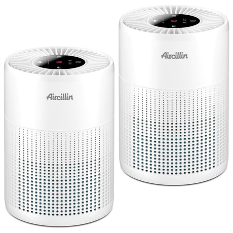 Aircillin 2 Pack Air Purifiers for Bedroom H13 True HEPA Air Filter Cleaner, Odor Eliminator, Remove Smoke Dust Pollen Pet Dander, Night Light For Home Living Room Dorm, Quiet 24dB Filtration System Aircillin