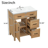 Mirightone 30" Wood Vanity with Sink, Bathroom Vanities 30 Inch with Sink, Single Sink Bathroom Vanity, 30 in Restroom Sink Vanity with 1 Soft Close Doors, 2 Soft Close Drawers, Adjustable Shelf Mirightone