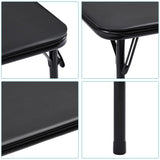 VECELO Folding Card Table and Chair Set of 5 Foldable with Padded Upholstery Tabletop, Metal, Black VECELO