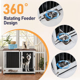 31.5" Dog Crate Furniture - Indoor Wooden Kennel with 360° Rotating Feeder | Multi-Functional End Table for Small & Medium Dogs | Portable Pet Cage with Removable Tray & Easy Assembly LotaTools