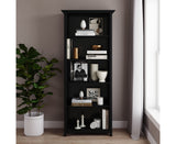 SIMPLIHOME Amherst Bookcase - 70 inch Tall 5-Shelf Solid Wood Bookshelf in Black, Transitional Storage for Living Room, Study Room or Office with Adjustable Shelves and Tapered Legs SIMPLIHOME