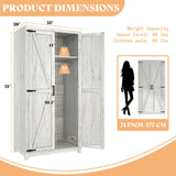 AMERLIFE Set of 2 Farmhouse Armoire Wardrobe Closet with 2 Barn Doors, 71'' Storage Cabinet with Shelf & Hanging Rod, Versatile Clothing Storage for Bedroom, Distressed White AMERLIFE
