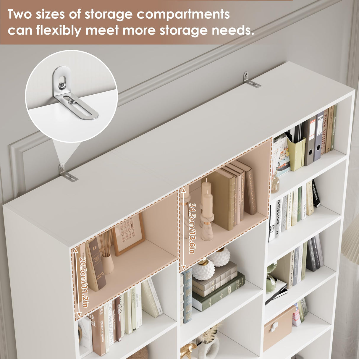 FACBOTALL Triple Wide Bookshelf, 6 Tier Large Bookshelf, Bookcase with 17 Open Display Shelves, 74'' Tall Bookcases and Bookshelves for Living Room, Home Office, Library, White FACBOTALL