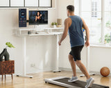 AODK Electric L-Shaped Standing Desk, Height Adjustable Office Desk with Monitor Stand, Sit-Stand Desk with Power Outlets, Large Lift Table for Home, Office, Workstation, White AODK