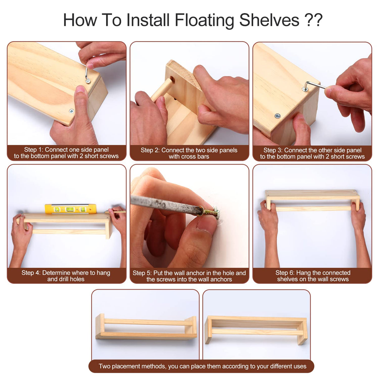 Burlywood Floating Shelves Set of 4 - 15.7 Inch Versatile Kids Bookshelf for Home Décor Gneric