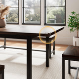 Einhomn 5 Pieces Dining Room Table Set for 4-6, 63' Extendable Kitchen Table Set with 2 Benches & 2 Stools, Small Dining Table Set with Metal Frame & MDF Board, Espresso Einhomn