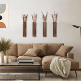 Sawoake Wooden Wall Planter Set of 4 - Modern Home Decor for Living Room, Bedroom, Bathroom - Walnut Finish Planter for Dried Flowers, Faux Greenery, Indoor Plants Sawoake