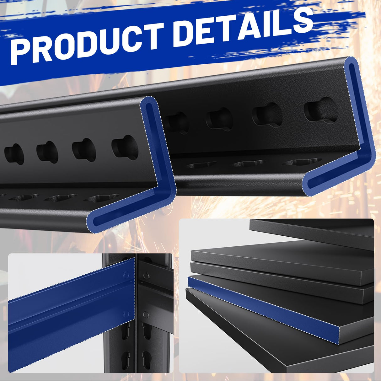 72''H Garage Shelving 2500lbs Heavy Duty Shelving 5T Adjustable Metal Shelves 35.4''W Garage Storage Shelves Easy to Assemable Shelving Units Utility Industaial Standing Shelf for Basemet Warehouses EWZXDB