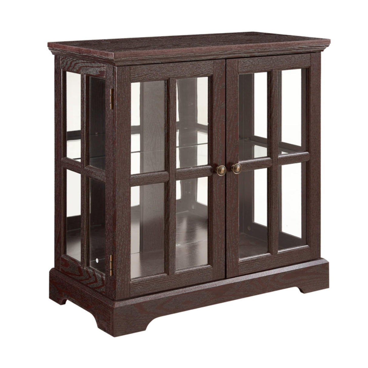 CKEASEAN 32" H LED Antique Curio Cabinet with Smartphone-Controlled, Lighted Glass Display Cabinet - Retro Lattice Door Showcase, Elegant Adjustable Shelves for Living Room (Dark Cherry) CKEASEAN