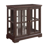 CKEASEAN 32" H LED Antique Curio Cabinet with Smartphone-Controlled, Lighted Glass Display Cabinet - Retro Lattice Door Showcase, Elegant Adjustable Shelves for Living Room (Dark Cherry) CKEASEAN