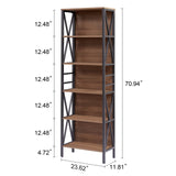 HOMISSUE Vintage Brown 6-Tier Rustic Industrial Bookshelf for Home and Office HOMISSUE