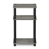 Furinno Just 3-Tier Turn-N-Tube End Table / Side Table / Night Stand / Bedside Table with Plastic Poles, 1-Pack, French Oak Grey/Black Furinno