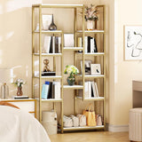 YITAHOME 6 Tier Gold Bookshelf, 71 Tall Modern Free Standing Bookshelf with 12 Shelf Bookcase, Faux Marble Open Display Storage Book Shelves for Living Room Bedroom Office Home, Gold & Marble YITAHOME