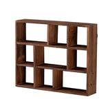 SOFE Small Brown Wood Shadow Box with Shelves, 3 Tier Wall Shelving Unit, 9-Compartment Wall Mounted Curio Cabinet, Knick Knack Display Shelf, Floating Cube Shelves for Walls, Shot Glass Display Case SOFE