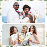 Vercraft Sublimation Fans Blank Bulk Fans Handheld Set Double Sided Sublimation Fans Includes Blank White Cardstock Handle Sticks Gold Bow for Wedding Baby Shower Party Supplies DIY(25 Pcs) Vercraft