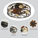XUDOM 20" Caged Ceiling Fans with Lights and Remote, Bladeless Ceiling Fan 6 Speed Reversible with 4 Bulbs and Remote Control,Flush Mount Caged Ceiling Fan for Bedroom, Living Room, (Include Bulbs) XUDOM