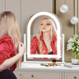 Gvnkvn Lighted Makeup Mirror, Hollywood Vanity Mirror with Lights, Three Color Lighting Modes, and Detachable 10X Magnification Mirror, Smart Touch Control, 360°Rotation (15.2in. Curved) Gvnkvn