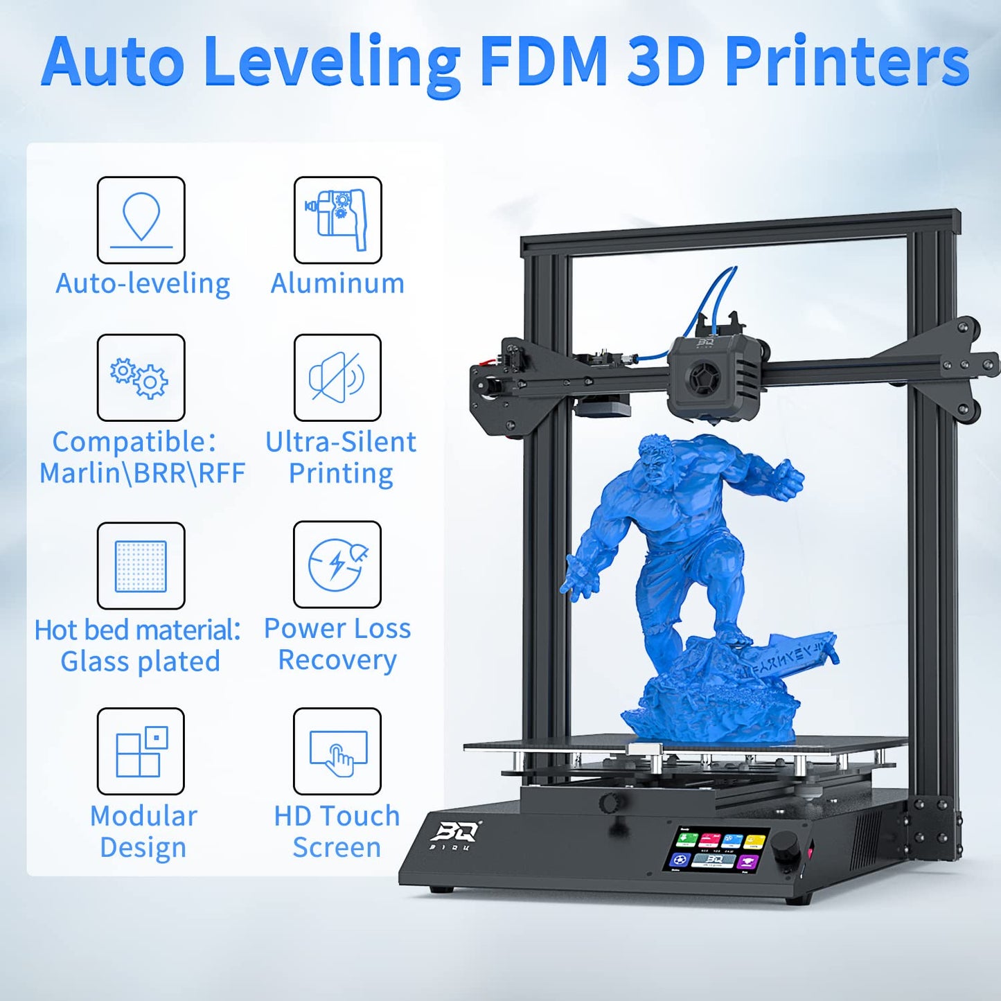 BIQU 3D Printer, B1 SE Plus Auto Leveling 3D Printers, DIY FDM Printer with Large Print Size 310x310x340mm/12.2x12.2x13.38in 32bit Silent Motherboard Resume Printing Function Touch Screen