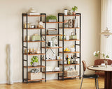 Casaottima Triple 6 Tier Bookshelf, Large Bookcase with 17 Open Display Shelves, Modern Industrial Book Shelves Book Case for Bedroom, Wide Standing Shelving Unit for Living Room Home Office, Vintage Casaottima