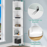 YITAHOME 5-Tier White Corner Bookshelf – Modern Free Standing Display Rack for Living Room and Home Office YITAHOME