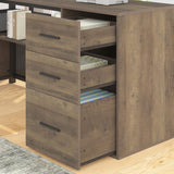 HSH Large L Shaped Home Office Desk with Drawers, Rustic L-shaped Computer Desk with Storage File Cabinet Shelves, Corner Reversible Metal Wood Executive Work Study Writing Table, 59 Inch Bedroom Desk HSH