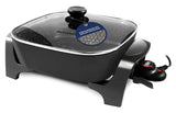 Elite Gourmet EG6201 Extra Deep 12"x12"x3.2" (7.5Qt.) Scratch Resistant Dishwasher Safe, Non-stick Electric Skillet with Glass Vented Lid, Adjustable Temperature, Black Elite Gourmet