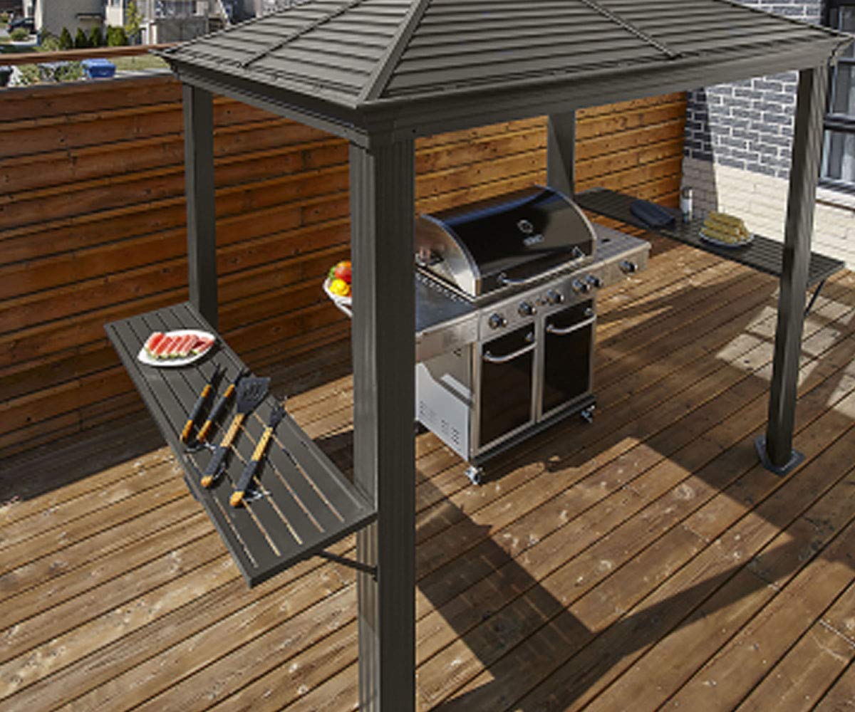 Sojag 5' x 8' Mykonos BBQ Grill Gazebo Outdoor Weather-Resistant Aluminum Frame Shelter Dark Grey Sojag