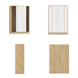 Timechee Almirah for Clothes, Storage Wardrobe Closet Cabinet, Clothes Closet with Metal Hanging Rod, 4 Shelves and Sliding Doors for Bedroom, Natural + White (21.4" D x 47.2" W x 69.7" H) Timechee