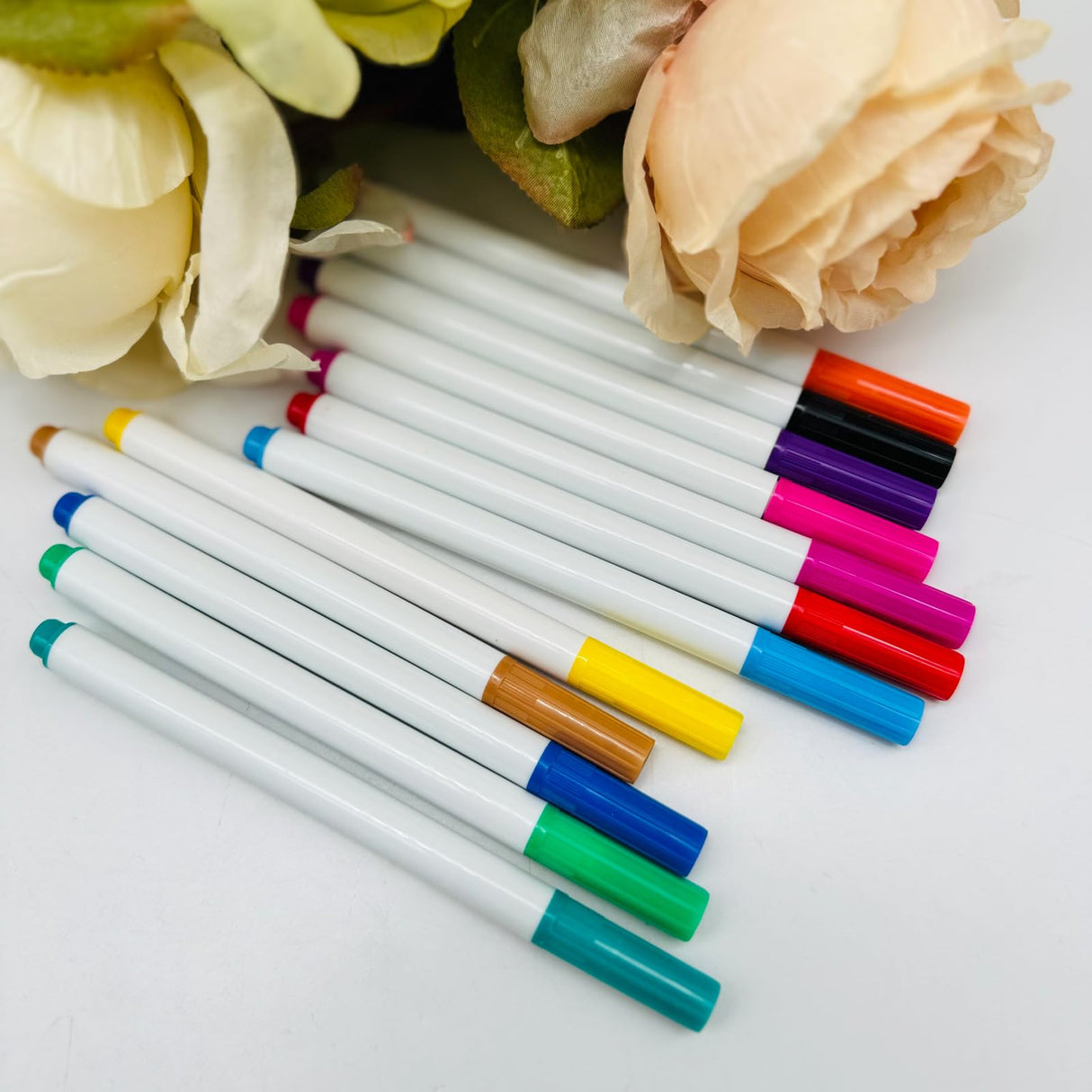 FOKOCALI 12pcs Sublimation Markers Pens with 30 Sheets 3.7" x 8.3" Mug-Sized Sublimation Paper Set for Sublimation Tumbler Mugs T-shirt DIY Heat FOKOCALI