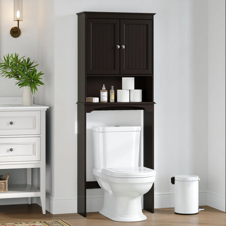 Spirich Over The Toilet Cabinet for Bathroom Storage, Above Toilet Storage Cabinet with Doors and Adjustable Shelves, Espresso Spirich