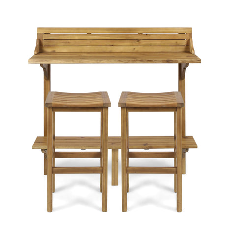Christopher Knight Home Caribbean Outdoor Acacia Wood Balcony Bar Set, 3-Pcs Set, Natural Stained Light Brown Christopher Knight Home