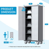 Waqiv Rolling Garage Storage Cabinet with Locking Door and Shelves, 71''H Lockable Metal Storage Cabinet on Wheels, Steel Tool Cabinet for Warehouse, Basement, Utility Room, Black&Gray Waqiv