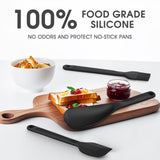 Silicone Cooking Utensils Set - 600°F Heat Resistant, Nonstick Kitchen Utensil Set with Spatulas, Spoons, Whisk, Tongs, BPA Free, Dishwasher Safe, Black USECANO
